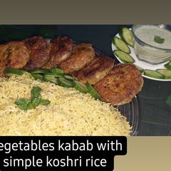 A picture of Vegetables kabab with simple koshri rice.