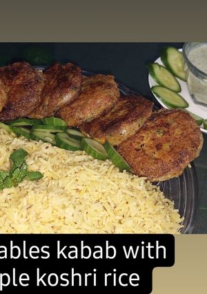 A picture of Vegetables kabab with simple koshri rice.