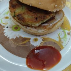 A picture of Aloo tikki burger.