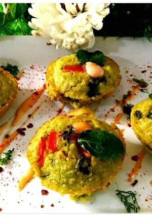 A picture of Sprout moong and peas savoury muffins.
