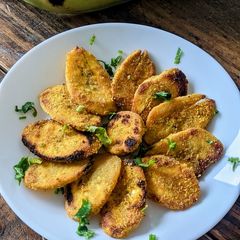 A picture of Pan fried Plantain (raw banana).