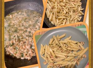 Vajban párolt fokhagymás Shrimp (garnélarák) penne tésztával 🍤🧈🧄😋 recept fotója