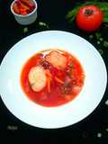 Beetroot Carrot Soup with Caraway Dumplings