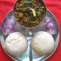 A picture of Spinach, Fenugreek And Brinjal Subji With Ugali.
