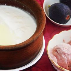 Homemade curd for fig sorbet A picture of Homemade curd for fig sorbet.