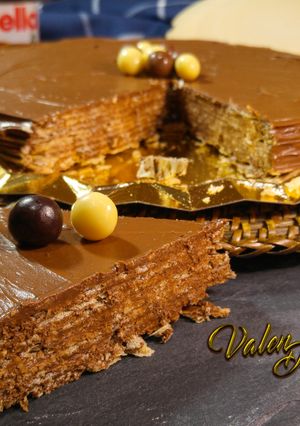Una foto de Tarta crujiente de Nutella y obleas