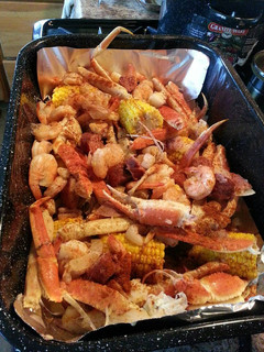 A picture of Cajun seafood and crab boil.