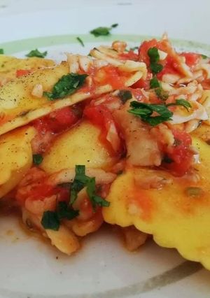 Foto di Ravioli ripieni di Cernia con Pomodorini Freschi