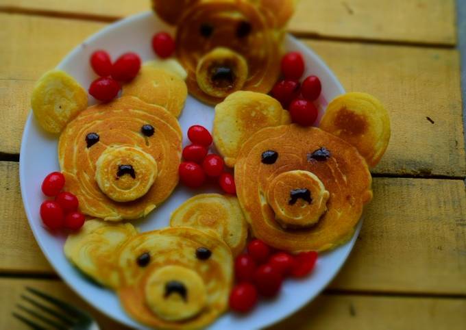 Eggless Teddy Pancakes Recipe