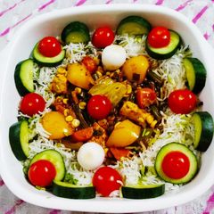 A picture of Vegetables Stew with Cilentro Rice.