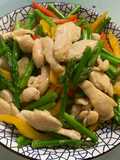 Stir-Fried Chicken Strips with Asparagus and Bell Peppers