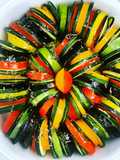 Tian de courgettes tomates anciennes et aubergines