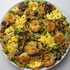 A picture of Prawns egg scrambled rice.