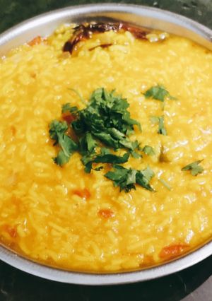 A picture of Restaurant style dal khichdi.