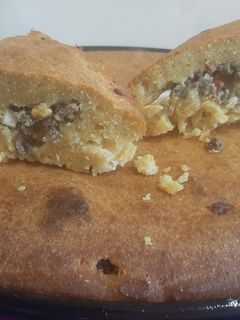Una foto de Sopa so'o (Sopa Paraguaya con carne)