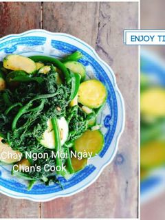 Hình của món Ngọn bí xào bí non chay.