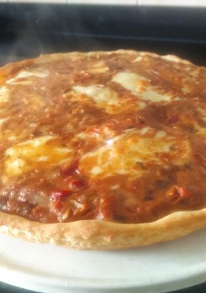 Una foto de Pizza tipo Chicago Deep Dish