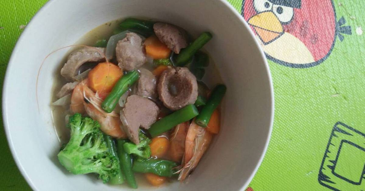 Sup Sayur Udang Baso Sederhana