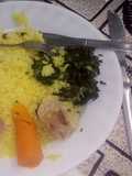 Tumeric rice with fried vegetables