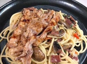 Foto resep Aglio e Olio with Beef Bacon