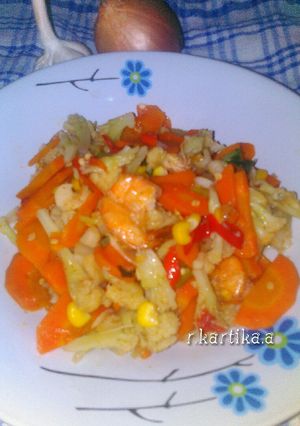 Foto resep 18. mix sayuran udang
