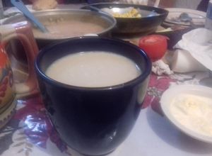 Una foto de Atole de amaranto y almendras con miel de maguey o agave campirano