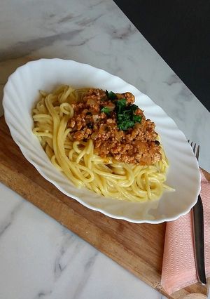 O poză a rețetei Spaghete cu carne tocată.