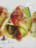 Canelones de calabacín rellenos de pavo