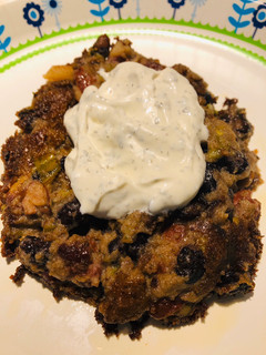 A picture of 2 - Bean Spicy🌶Cakes With Sour Cream Sauce.