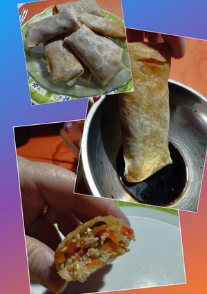Una foto de Arrolladitos primavera (o casi) rellenos de pollo