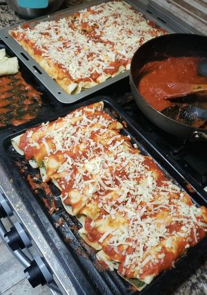Una foto de Canelones de pollo y acelga!