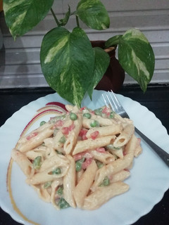 A picture of White Sauce Pasta.