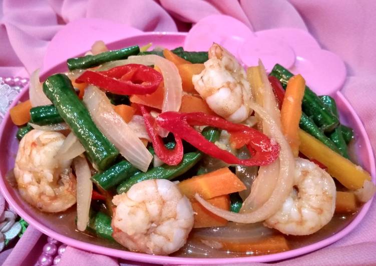 Tumis Cangpawodang (kacang panjang, wortel, udang) untuk kekebal