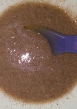 Foto resep MPASI bubur tepung beras merah + kuah & daging sapi + labu air