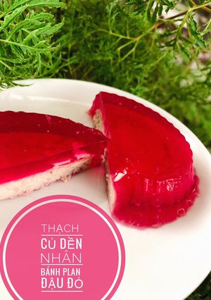 Hình của món Ăn dặm - Thạch củ dền nhân bánh flan đậu đỏ.