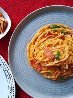 Foto resep Spaghetti Kimchi - creamy