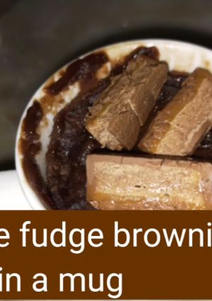 A picture of 1 minute fudge brownie eggless in a mug.