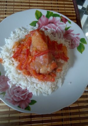 Una foto de Pollo al pimiento