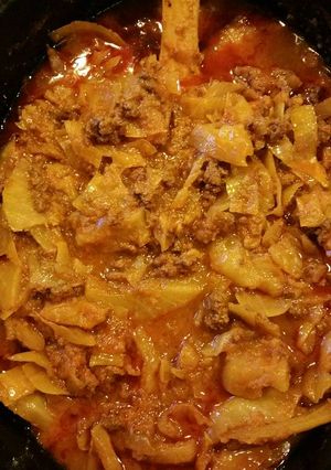 A picture of Sue's Crock-pot Unstuffed Cabbage Rolls.
