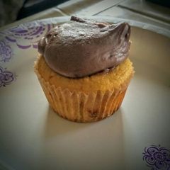 A picture of Gluten Free Coconut Flour Cupcakes with Peanut Butter frosting.