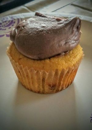 A picture of Gluten Free Coconut Flour Cupcakes with Peanut Butter frosting.