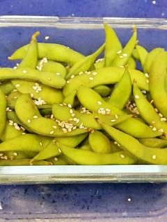 Una foto de Edamame (vainas de soja verde)