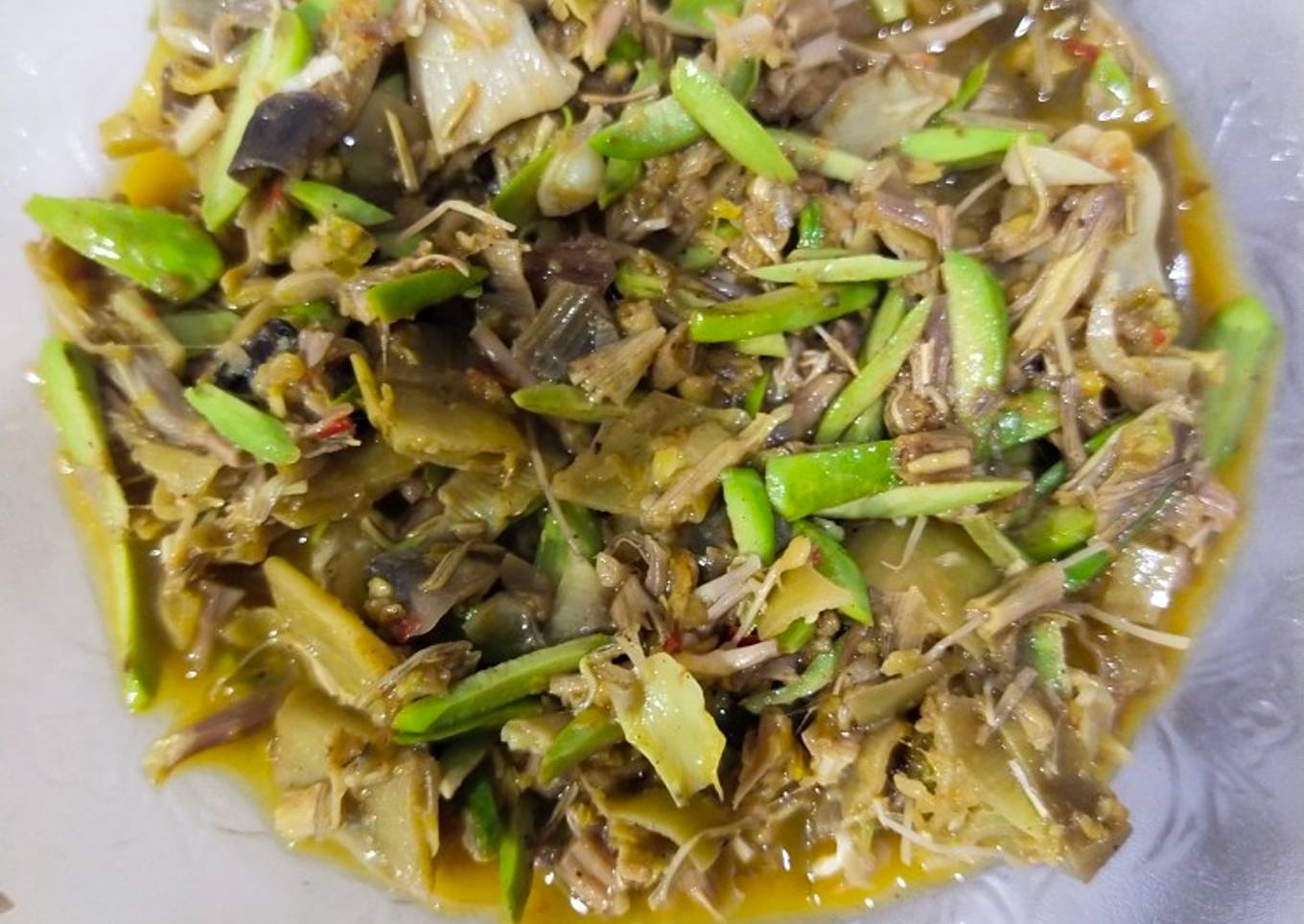 Jantung Pisang Masak Cabe Rawit Pete (vegan)