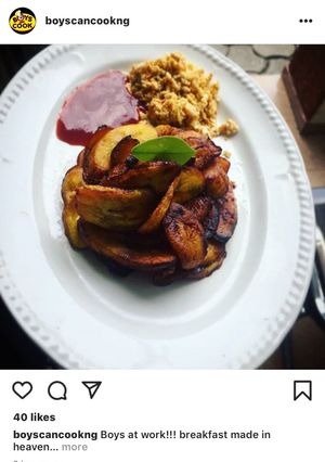 A picture of Plantain and eggs.