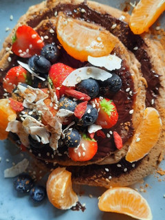 Una foto de Pancakes veganos