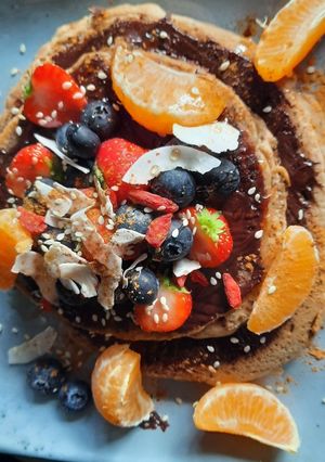 Una foto de Pancakes veganos