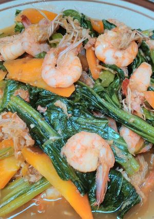 Foto resep Tumis Sawi Wortel Udang