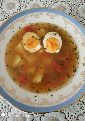 Фото Куриный суп с яичной лапшой.