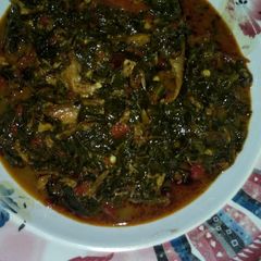 A picture of Vegetable (ugu n water leaf)soup.