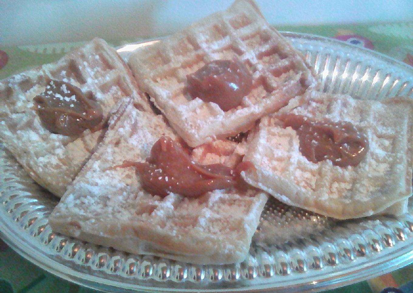Waffle de banana y dulce de leche